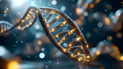Aufkleber - Intricate spiraling strands of DNA forming a captivating helix pattern luminous and illuminated from within