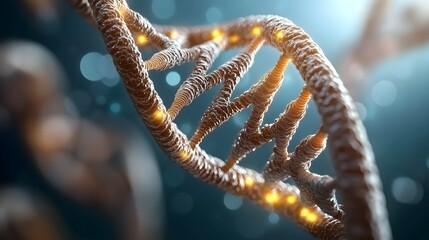 Poster - Spiraling strands of DNA forming an intricate luminous helix pattern with microscopic organic structures glowing and illuminated from within creating a surreal and mesmerizing abstract expressionist
