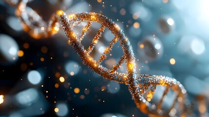 Aufkleber - Intricate and elegant DNA helix with a radiant glowing energy flow in a cyberpunk inspired laboratory setting