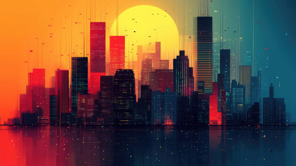 Flat vector illustration of a city landscape