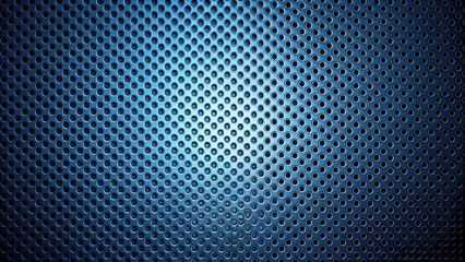 Poster - Blue Metal Perforated Sheet with Circular Holes and Gradient Lighting
