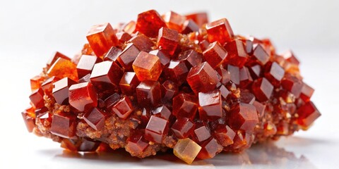 Aufkleber - A cluster of fiery red crystals, each facet reflecting light with a distinct brilliance, forming a natural masterpiece.