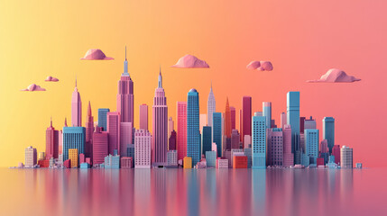 Flat vector illustration of a city landscape