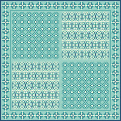 Naklejka na meble Hijab scarf flower abstract pattern.Ethnic geometric ornament with frame motif border hijab pattern.Design for fabric,print,scarves,shawl,kerchief,bandana,clothing,pareo,pillows,tablecloth,decoration.