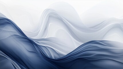 Poster - Abstract flowing waves in shades of blue and white create a serene and calming atmosphere in a modern design