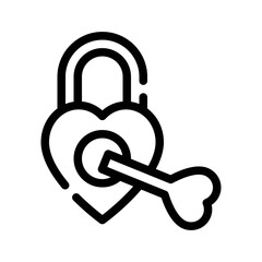 Sticker - Heart Lock line icon