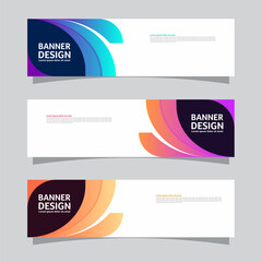 Wall Mural - Vector set of landscape banner background design concept. Colorful background business layout template