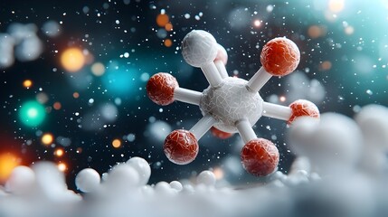 Fototapete - Striking 3D of a detailed molecular model showcasing the intricate and captivating beauty of chemical compositions rendered in a vibrant