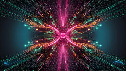 Poster - Abstract Colorful Light Bursts in Dynamic Star Pattern for Energy and Festive Celebration Concept