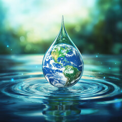 Precious Planet: Earth Suspended in a Teardrop of Water 