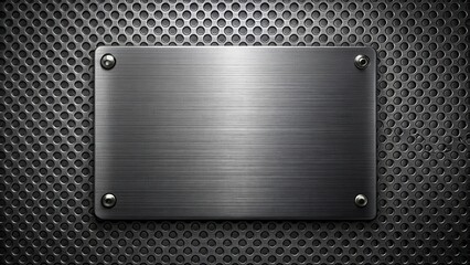 Leinwandbilder - A Brushed Metal Plate Set Against a Perforated Metal Background