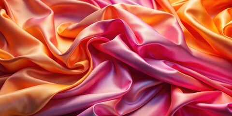 Poster - Soft, flowing, and luminous, this image captures the elegance and richness of a gradient silk fabric, draped in an alluring swirl of pink and orange hues.