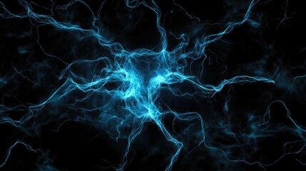 Wall Mural - a mesmerizing display of electric blue energy patterns against a dark background, capturing the esse