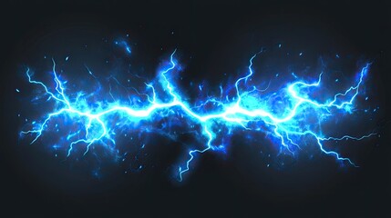 Wall Mural - dynamic blue lightning bolt across a dark background, creating an electrifying visual effect.