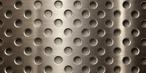 Leinwandbilder - Abstract Metallic Background with Circular Perforations and Brushed Texture