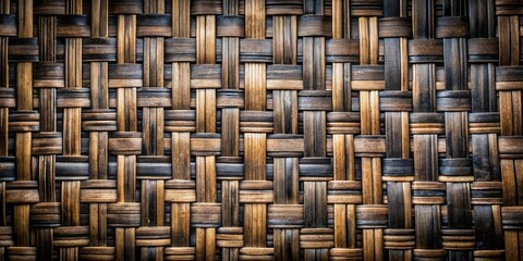 Wall Mural - Woven wicker pattern with dark and light brown stripes creating a natural texture