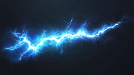 Wall Mural - vivid blue lightning bolt striking against a dark backdrop, capturing the energy and power of nature