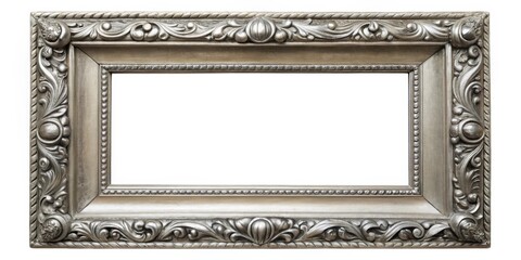 Poster - Ornate Silver Picture Frame with Intricate Details and a Classic Design