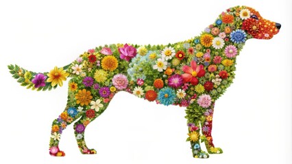 Poster - A vibrant floral composition that depicts a dog silhouette, showcasing the beauty and diversity of nature's blooms.