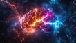 © Nathan - A vividly illustrated brain with neon colors, symbolizing creativity and intellect amidst a cosmic backdrop.