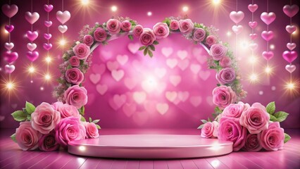 Poster - Romantic Floral Archway with a Shining Pink Platform for a Special Occasion