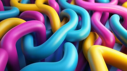 Poster - Colorful intertwined shapes create a vibrant abstract design full of movement and energy in a dynamic composition