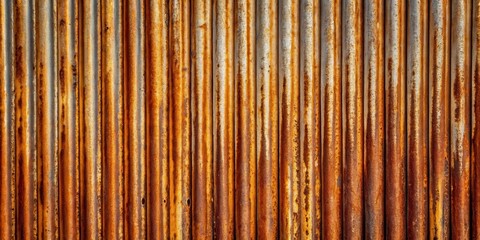 Poster - a weathered and rusty corrugated metal surface, showcasing the effects of time and nature's relentle