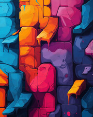 Colorful background, wall art in Hip-hop style.