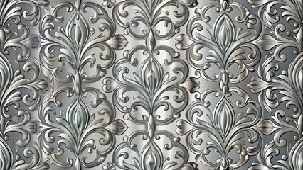 Aufkleber - Intricate Silver Floral Damask Pattern An Elegant Embellishment for Timeless Design