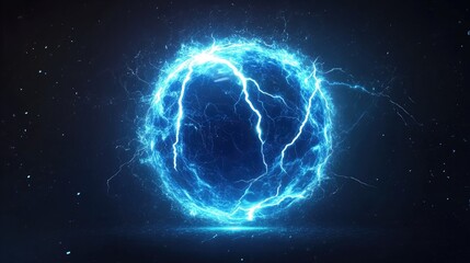 A stunning blue electric sphere radiating energy against a dark background.