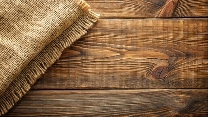 Poster - Rustic Wooden Background with a Burlap Overlay, Providing a Natural and Textured Surface for Displaying Products or Designs