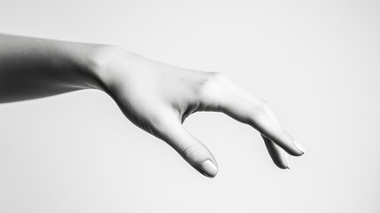 A woman's hand is shown on a white background in close-up.