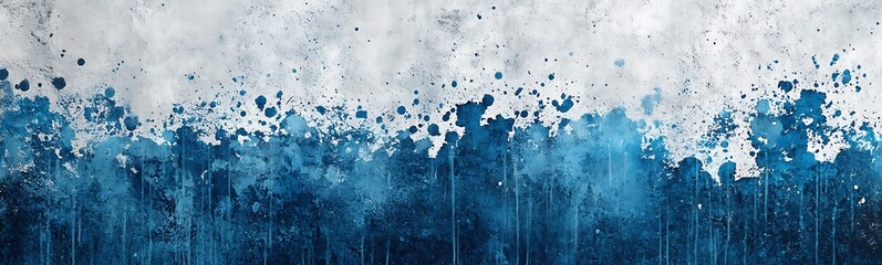 Aufkleber - Abstract mural featuring shades of blue blending into a textured gray background, evoking a serene, watery atmosphere.