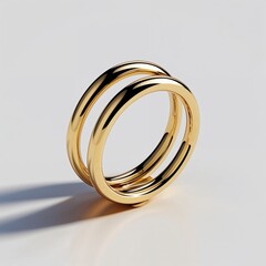 14k yellow gold double band ring modern minimalist on plain white background