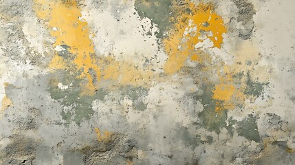 Aufkleber - An abstract textured wall featuring faded yellow, gray, and green patches, showcasing a weathered and artistic appearance.