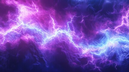 Wall Mural - a stunning display of purple and blue electric lightning illuminating the cloudy sky, creating a dra