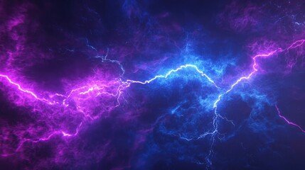 Wall Mural - a vibrant display of blue and purple lightning illuminating a dark atmosphere, creating a dramatic a