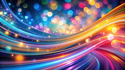 Aufkleber - Vibrant abstract light trails with swirling colors and bokeh background for creative design projects