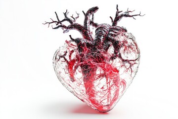 Poster - A 3D model of the human heart on a white background, ideal for medical or educational use