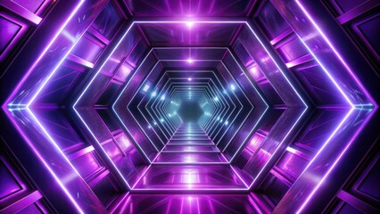 Aufkleber - Futuristic violet hexagonal tunnel in cyberspace with inclined perspective
