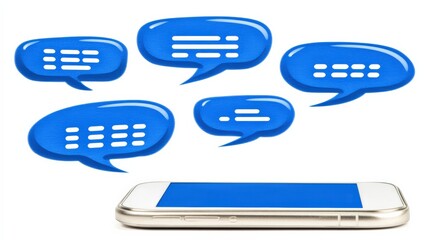 Poster - A cell phone with a blue screen showing a blue bubble