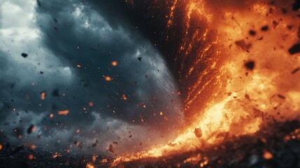 Aufkleber - A massive fire emerges from the earth's surface