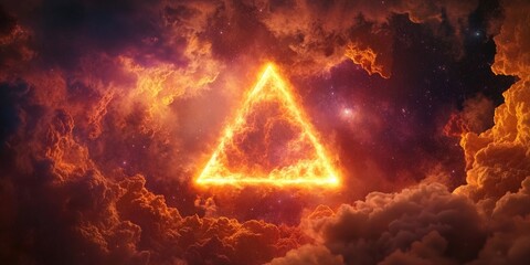 Aufkleber - A triangle is situated in the middle of a cloudy sky, providing a sense of serenity and calmness