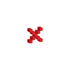 Poster - Isometric 3d pixel  X mark icons. no icon 8 bit