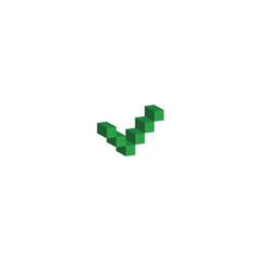 Poster - Isometric 3d pixel check mark  icons. yes icon 8 bit