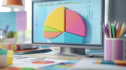 Poster - Colorful Data Visualization on Computer Screen