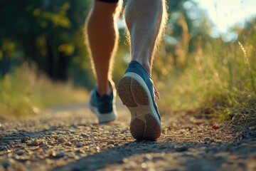 Poster - A person hiking on a scenic trail, perfect for outdoor adventure and travel images