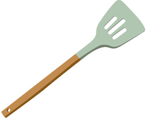 Silicone Spatula with Wooden Handle Illustration Isolated on White Background