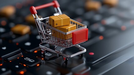 3D visualization of a comprehensive e commerce website showcasing an interactive shopping cart cutting edge online transaction processing and comprehensive shipping solutions