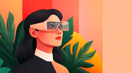 Leinwandbilder - A group of office workers collaborate around a holographic 3D dashboard using dynamic gestures to interact with a streamlined futuristic interface in a bright